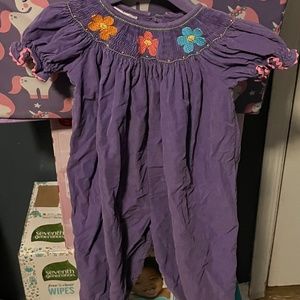 Purple corduroy romper